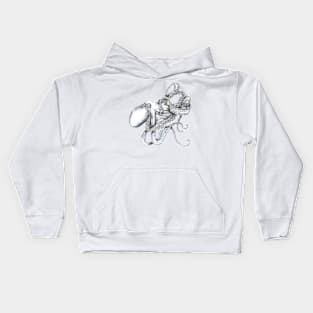 Octopus, on cream, a tangle of tentacles! Kids Hoodie